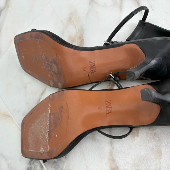 ZARA Black Minimal Ankle Strap Heels | Square Toe Kitten Heel Sandals | Size 40🖤 - Picture 15 of 15